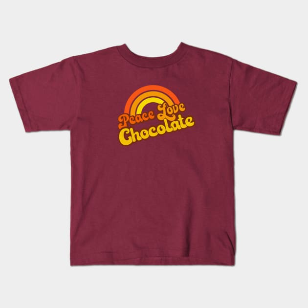 Retro Rainbow - Peace, Love Chocolate Kids T-Shirt by Jitterfly